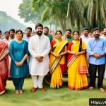 Home 20 문화적 다양성 이해를 위한 워크숍 개최하기 - A vibrant cultural festival scene in Bengal showcasing traditional Bengali attire with men wearing k...
