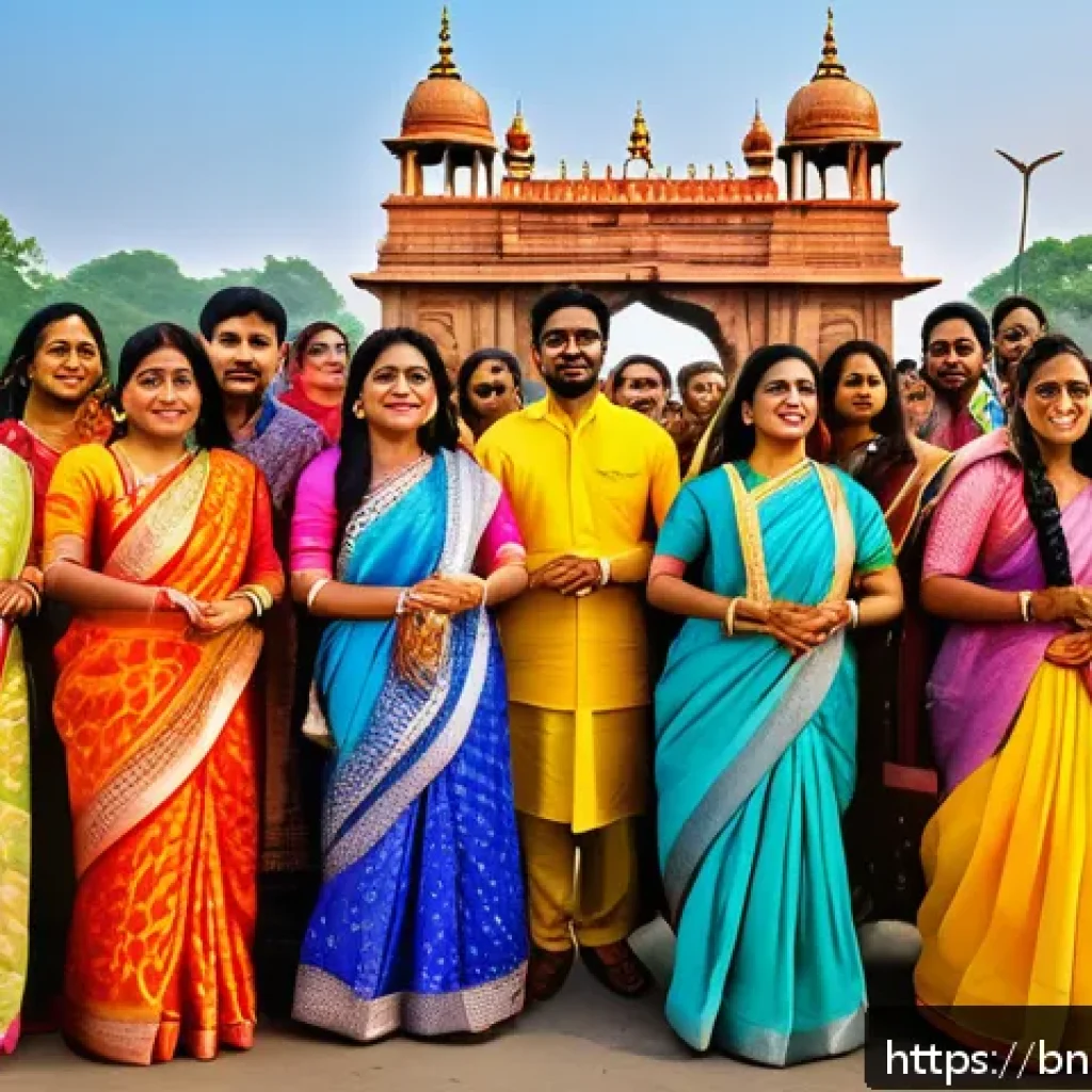 문화 충격을 이해하기 위한 다양한 시각 - A vibrant cultural festival scene showcasing diverse Bengali people dressed in traditional colorful ...